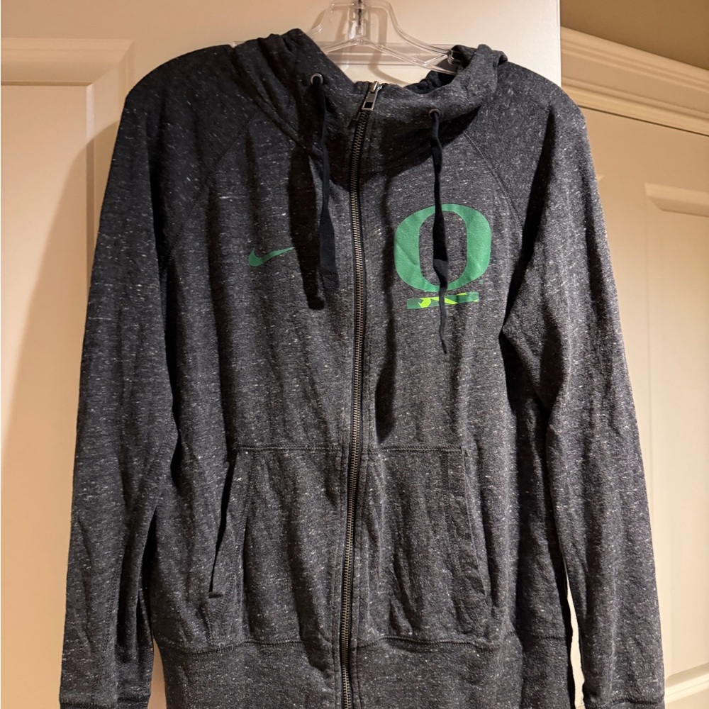Nike Club Fleece Oregon Gray and Green Zip-Up Hoodie
